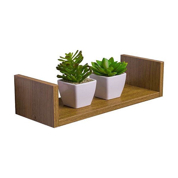 Prateleira U 50 x 20cm Freijó Suporte Invisível