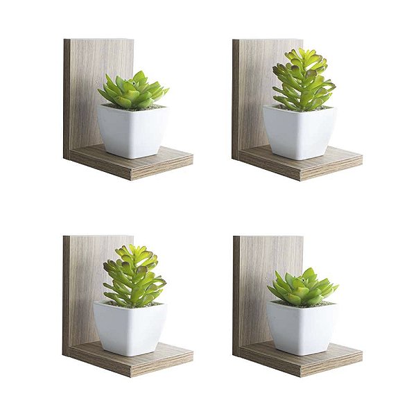 Kit 4 Prateleiras Buzios 15 X 12cm Freijó