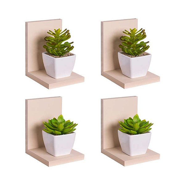 Kit 4 Prateleiras Buzios 15 X 12cm Bege Claro