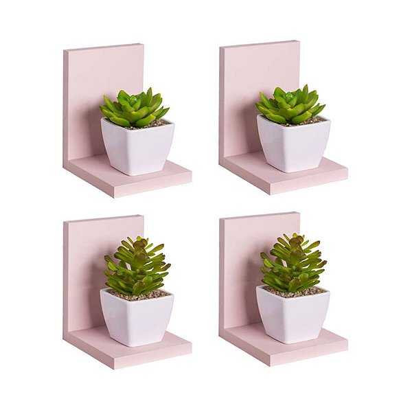 Kit 4 Prateleiras Buzios 15 X 12cm Rosa Claro