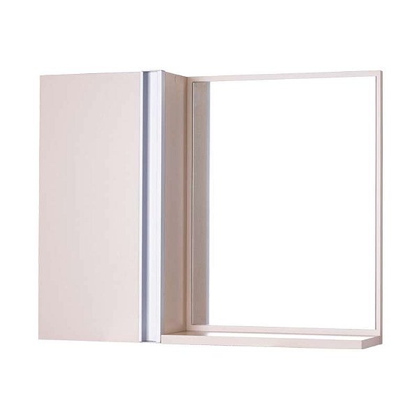 Armário para Banheiro com Espelho Bege Claro Puxador Metal