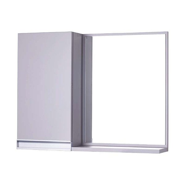 Armário para Banheiro com Espelho Cinza Claro Puxador Metal