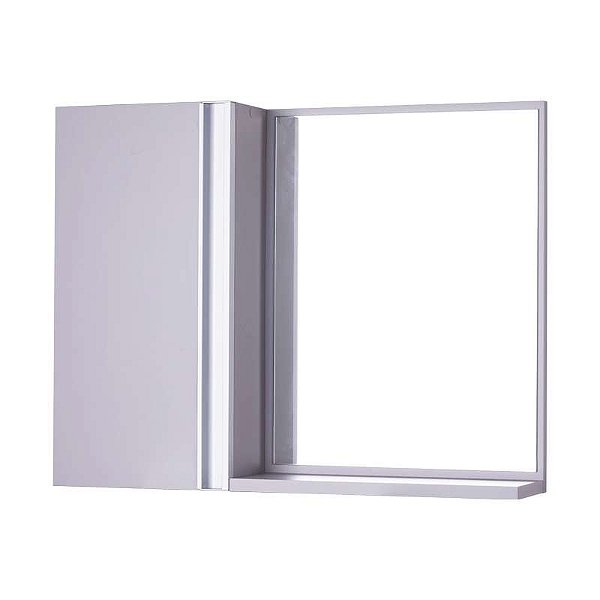 Armário para Banheiro com Espelho Cinza com Puxador de Metal