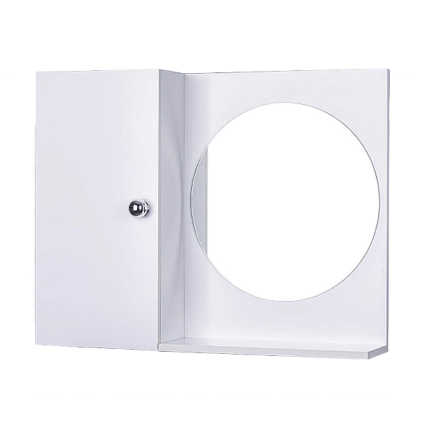 Armário para Banheiro com Espelho Redondo Branco