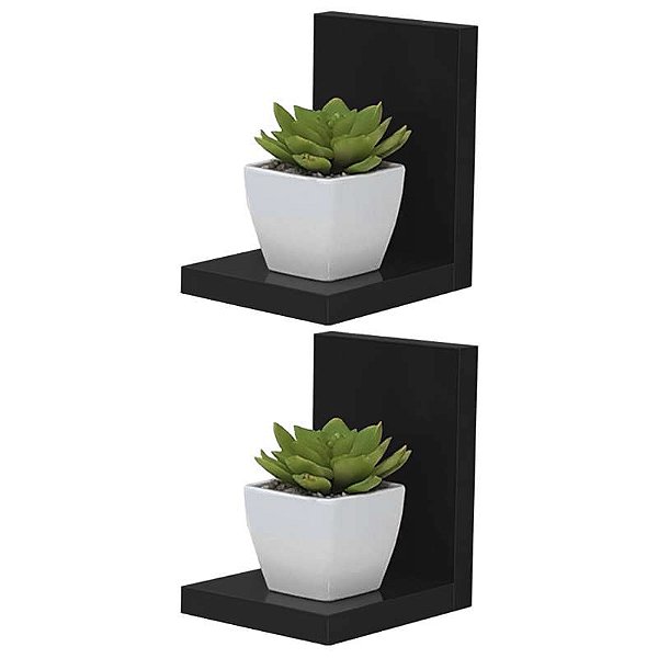 Kit 2 Prateleiras Buzios 15 X 12cm Preto