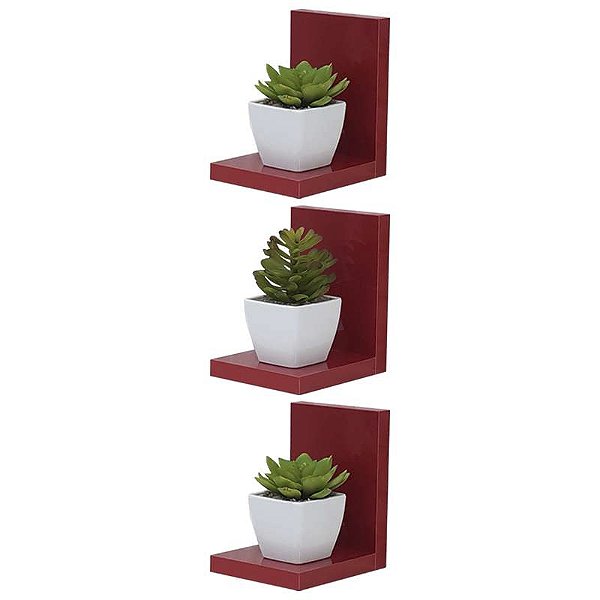 Kit 3 Prateleiras Buzios 15 X 12cm Vermelho