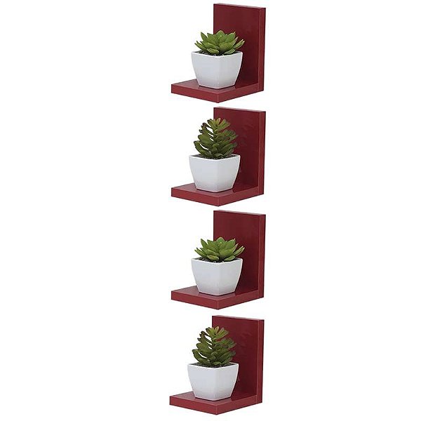 Kit 4 Prateleiras Buzios 15 X 12cm Vermelho