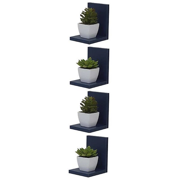 Kit 4 Prateleiras Buzios 15 X 12cm Azul