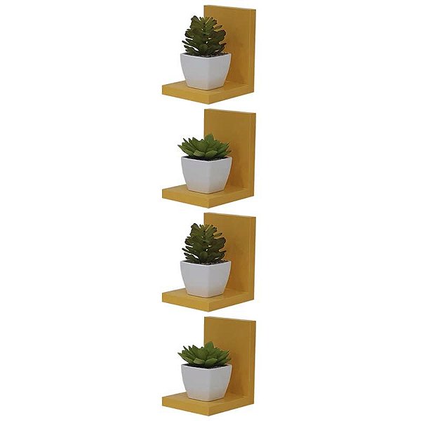 Kit 4 Prateleiras Buzios 15 X 12cm Amarelo