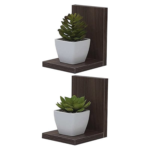 Kit 2 Prateleiras Buzios 15 X 12cm Nogal