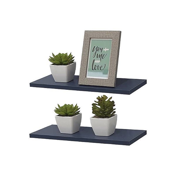 Kit 2 Prateleiras 70 x 15cm azul Suporte Invisível