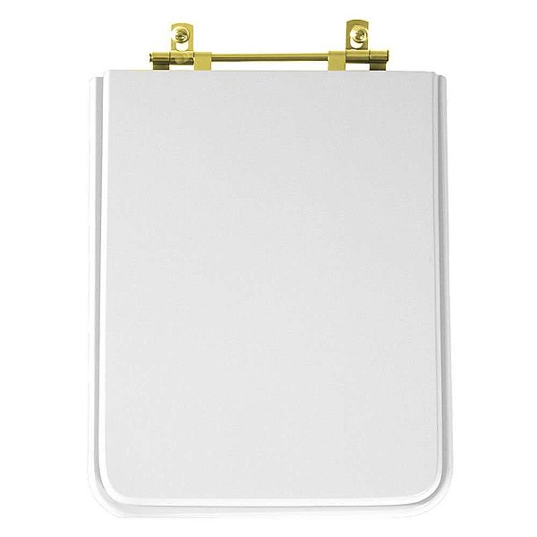 Tampa de Vaso Poliester Cubo Branco para bacia Deca Com Ferragem Dourada