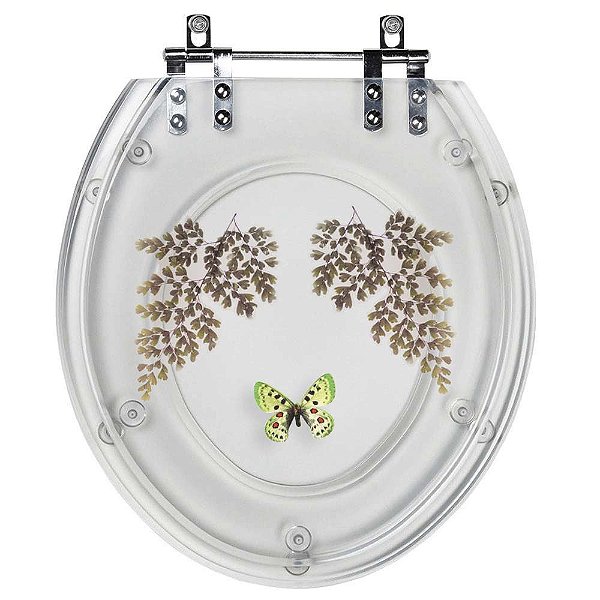 Tampa de Vaso Acrílico Transparente com Borboleta Verde