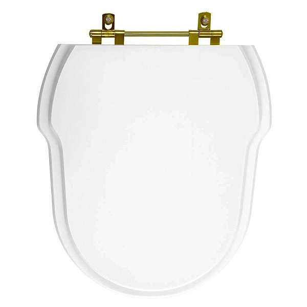 Tampa de Vaso Poliester Hampton Branco para bacia Incepa Com Ferragem Dourada