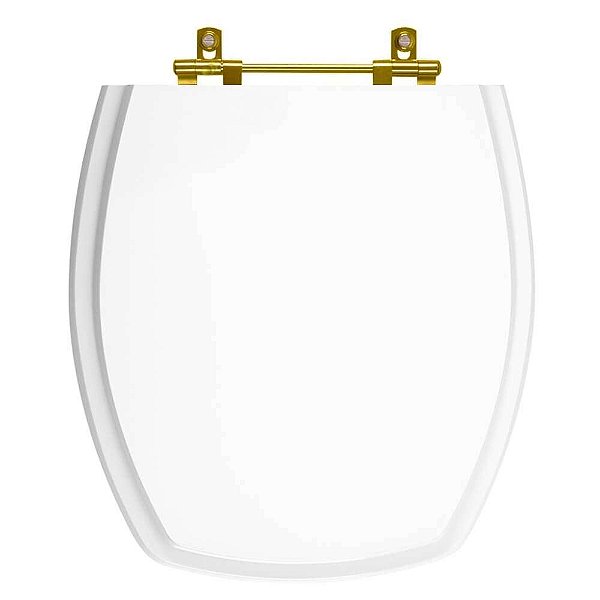 Tampa de Vaso Poliester Thema Branco para bacia Incepa Com Ferragem Dourada