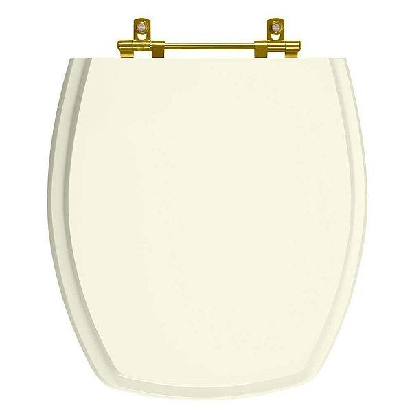 Tampa de Vaso Thema Biscuit para bacia Incepa Com Ferragem Dourada