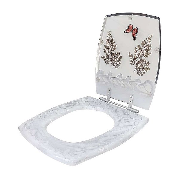 Tampa de Vaso Decorada Anturius Branco para Bacia Luzarte 6lpf