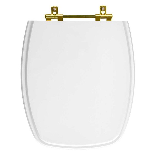 Tampa de Vaso Poliester Amarilis Branco para bacia Fiori Com Ferragem Dourada