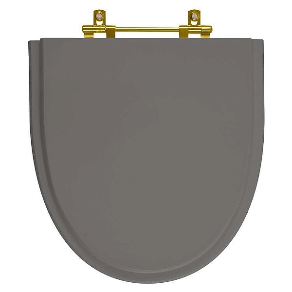 Assento Sanitário Studio Cinza Escuro para vaso Incepa com Ferragem Dourada