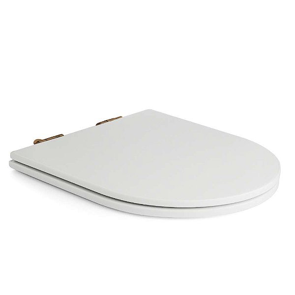 Assento Poliester Soft Close Antimicrobiano Carrara Rose Gold para vaso Deca