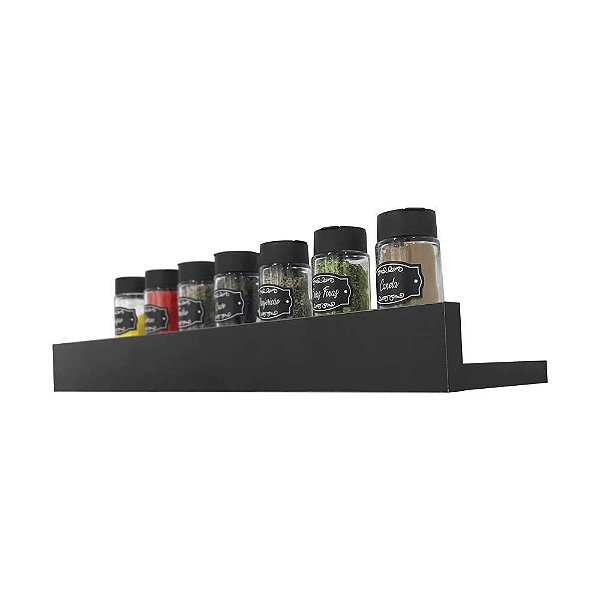 Prateleira Porta Temperos 50 x 10cm Preto
