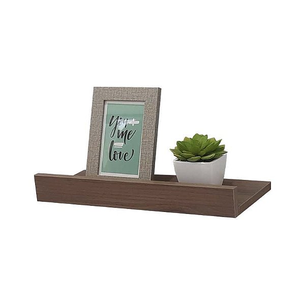 Prateleira Porta Quadros 40 x 20cm Nogal Suporte Invisivel