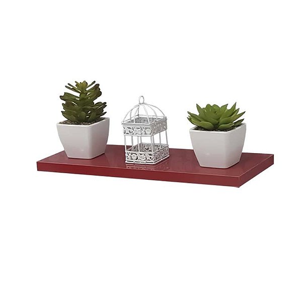 Prateleira 40 x 10cm Vermelho Suporte Invisivel