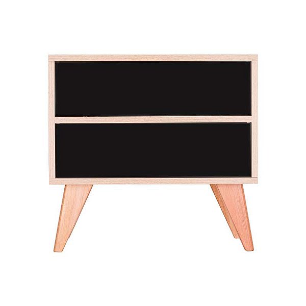 Mesa de Cabeceira com Portas Bréscia Carvalho e Preto