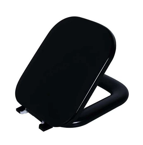 Assento Sanitário Astra Almofadado Quadra Preto para Vaso Deca