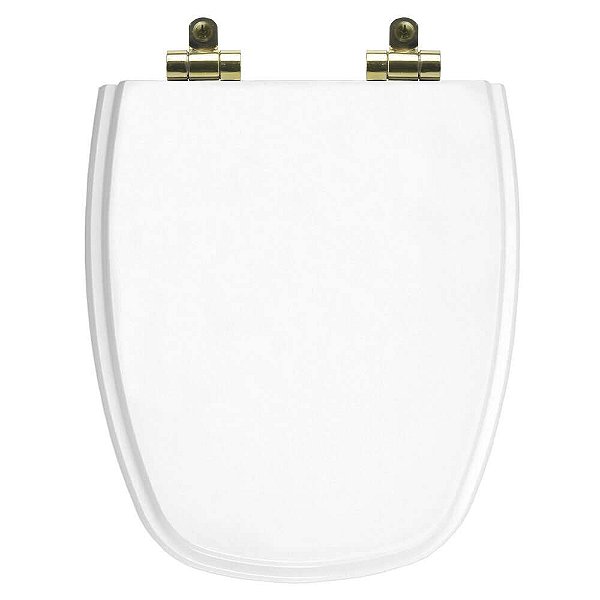 Assento Sanitário Poliéster Soft Close Monte Carlo Branco para vaso Deca com Ferragem Dourada