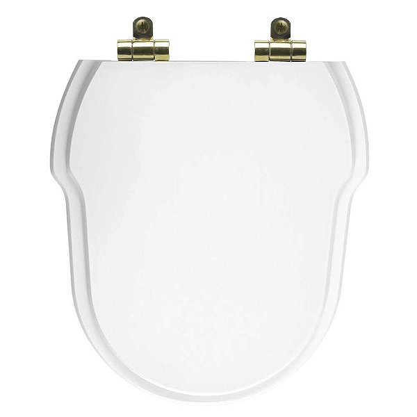 Tampa de Vaso Poliéster Com Fechamento Lento Hampton Branco para louça Incepa com Ferragem Dourada