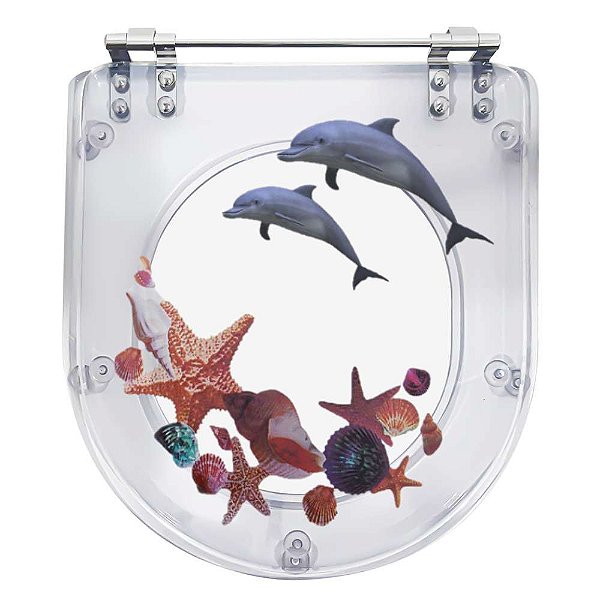Tampa de Vaso Poliéster Decorada Golfinho Estrela Do Mar Calypso para louça Incepa
