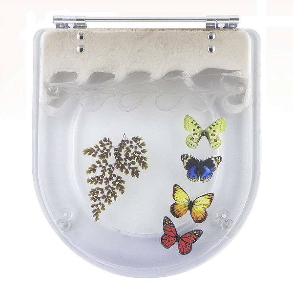 Tampa de Vaso Poliéster Decorada Borboleta Calypso Bege para louça Incepa
