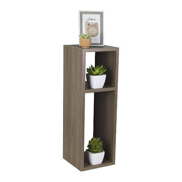 Mesa De Cabeceira Pequena 20x20x60cm Nogal Quarto Sala