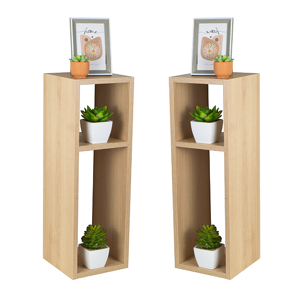 Kit 2 Mesa de Cabeceira Carvalho Cama Solteiro Quarto Sala 20cm