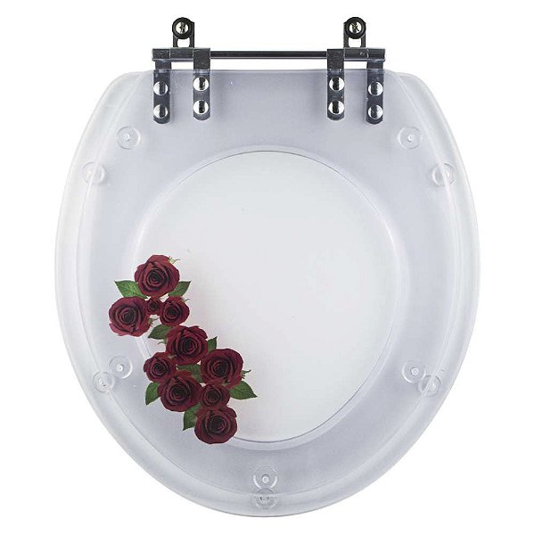 Tampa De Vaso Acrílico Oval Convencional Transparente Decorado para Todas as Marcas