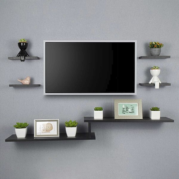 Rack TV Suspenso para Quarto Sala Preto 115cm