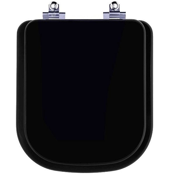 Assento Sanitário Laqueado Soft Close Quadra Preto para vaso Deca