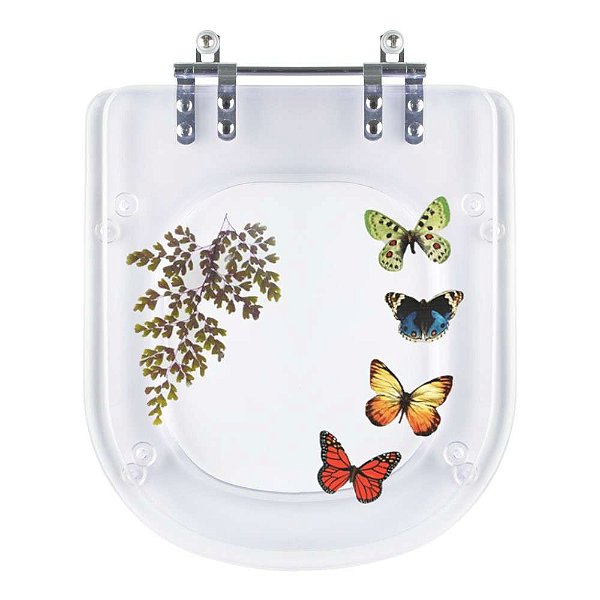 Tampa de Vaso Poliéster Decorada Borboleta Elite Transparente para louça Celite