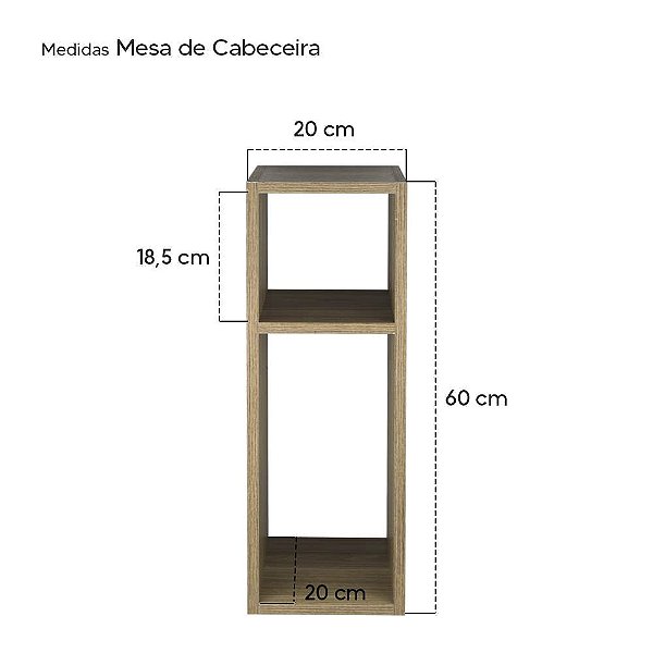 Kit 2 Mesa de Cabeceira Freijó Cama Solteiro Quarto Sala 20cm