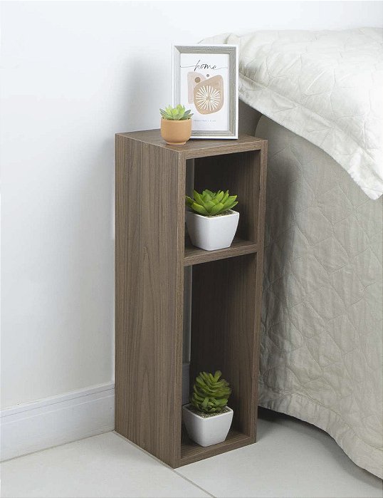 Kit 2 Mesa de Cabeceira Nogal Cama Solteiro Quarto Sala 20cm