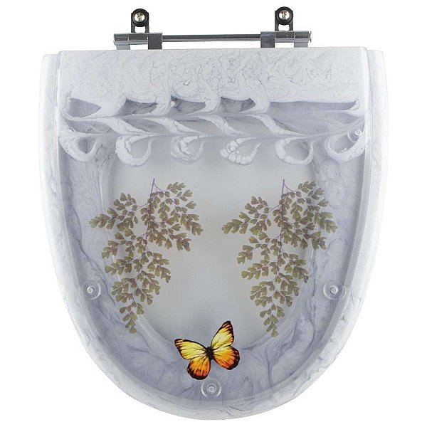 Tampa de Vaso Poliéster Decorada Borboleta Eros Branco para louça Incepa