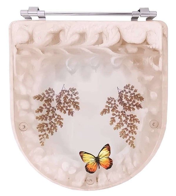 Tampa de Vaso Poliéster Decorada Borboleta Calypso Pêssego para louça Incepa