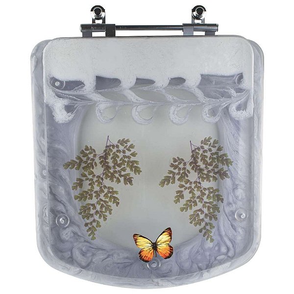 Tampa de Vaso Poliéster Decorada Borboleta Bali Branco para louça Incepa