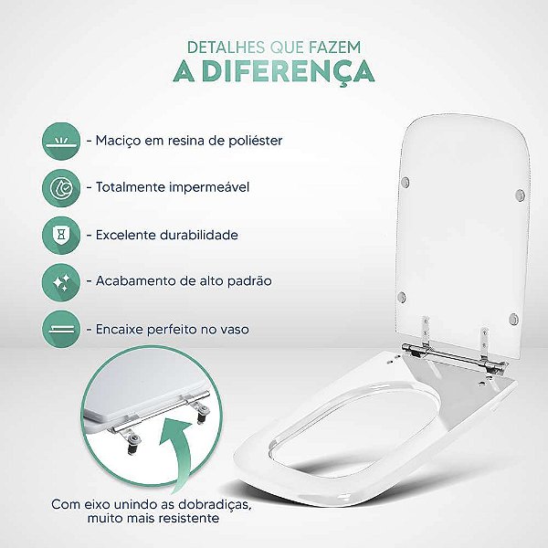 Tampa de Vaso Poliéster Decorada Borboleta Tivoli Branco para louça Ideal Standard