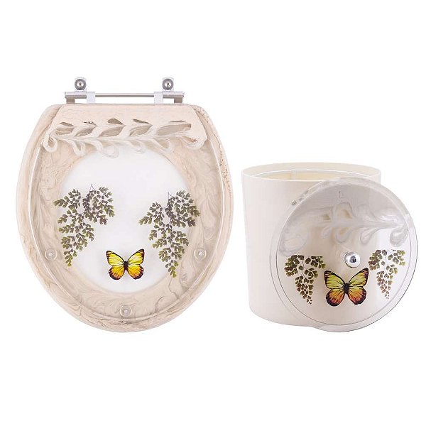 Assento Sanitário Para Ravena Deca E Lixeira Decorados Creme