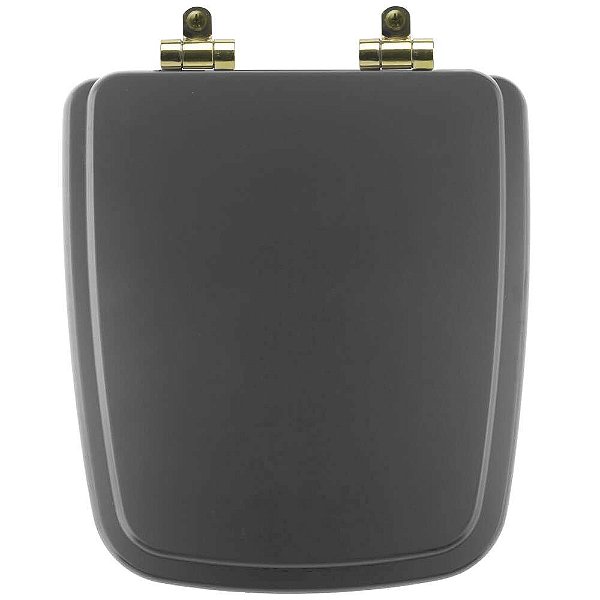 Tampa de Vaso Poliéster Com Amortecedor Boss Onix (Preto Fosco) para Bacia Incepa com Ferragem Dourada
