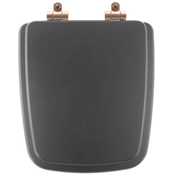 Tampa de Vaso Poliéster Com Amortecedor Boss Onix (Preto Fosco) para Bacia Incepa com Ferragem Rose Gold