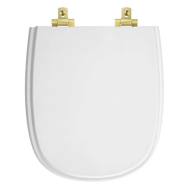 Tampa de Vaso MDF Com Amortecedor Sabatini Branco para bacia Icasa com Ferragem Dourada