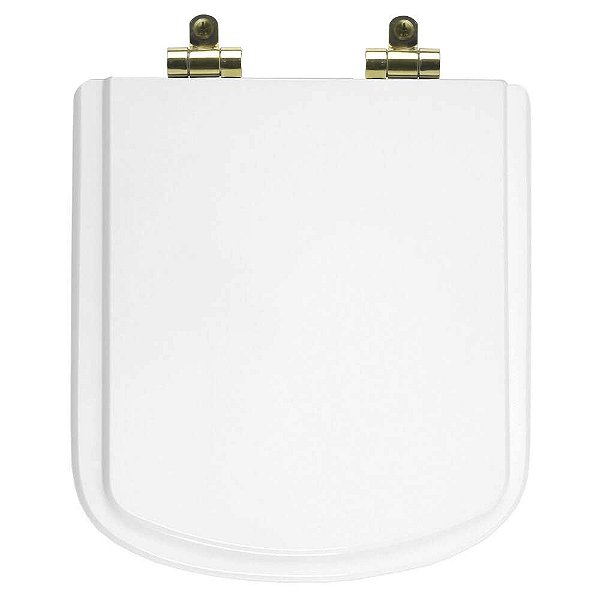 Tampa de Vaso Poliéster Com Amortecedor Bali Branco para bacia Incepa com Ferragem Dourada